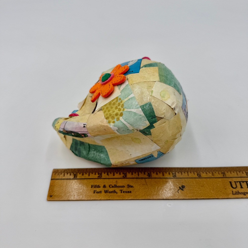 Handmade Loteria Papier Mache Sugar Skull Calavera Folk Art Rhinestone - Picture 7 of 8